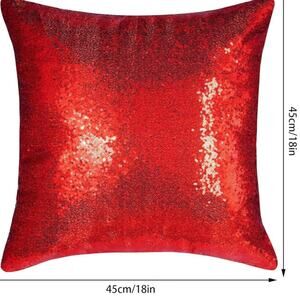 Cherry Red Sequin Satin Pillow Cover Glamour Dopamine Home Decor 18”